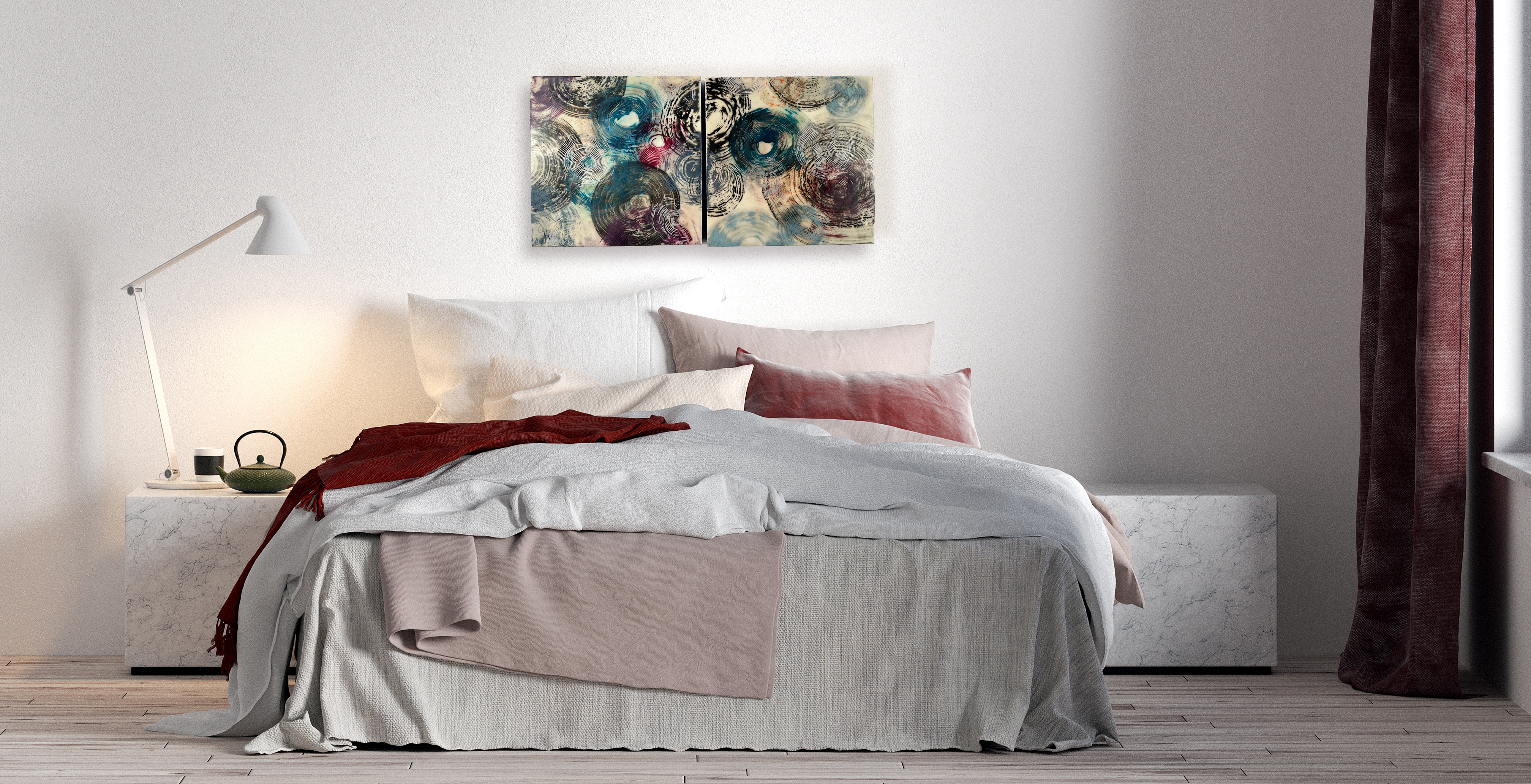 mock up of home space with painting on the wall